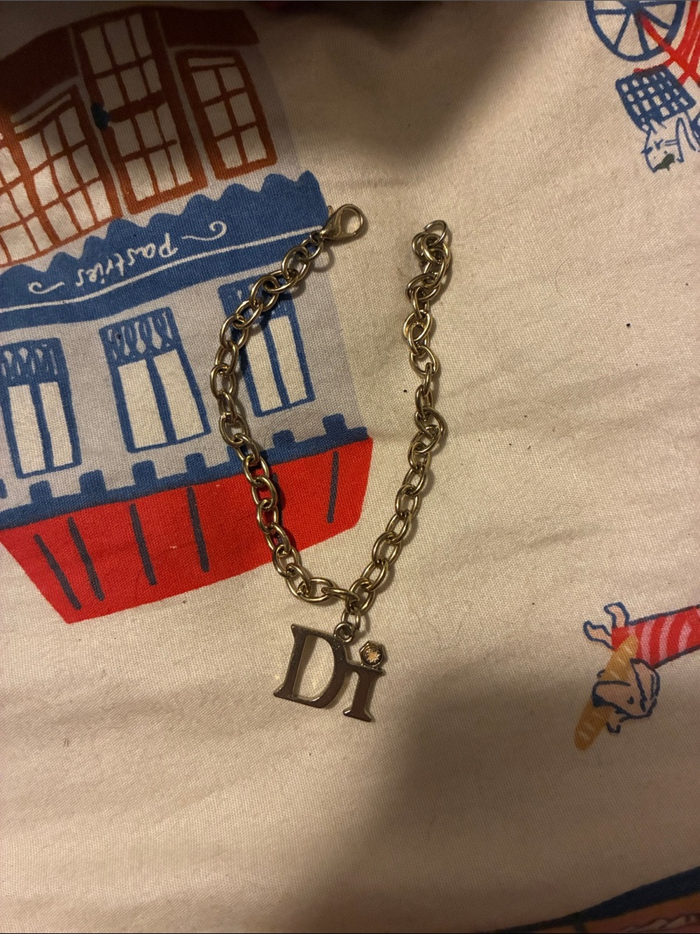 Gold-tone 'Di' Initial Charm Bracelet